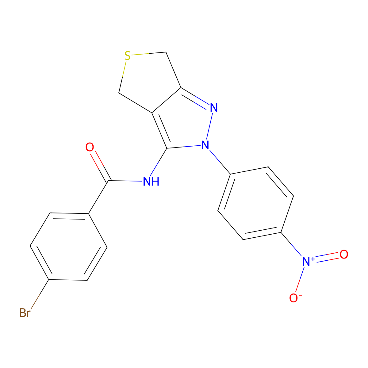 4-bromo-N-[2-(4-nitrophenyl)-4,6-dihydrothieno[3,4-c]pyrazol-3-yl]benzamide molecular structure, CAS 396720-22-2