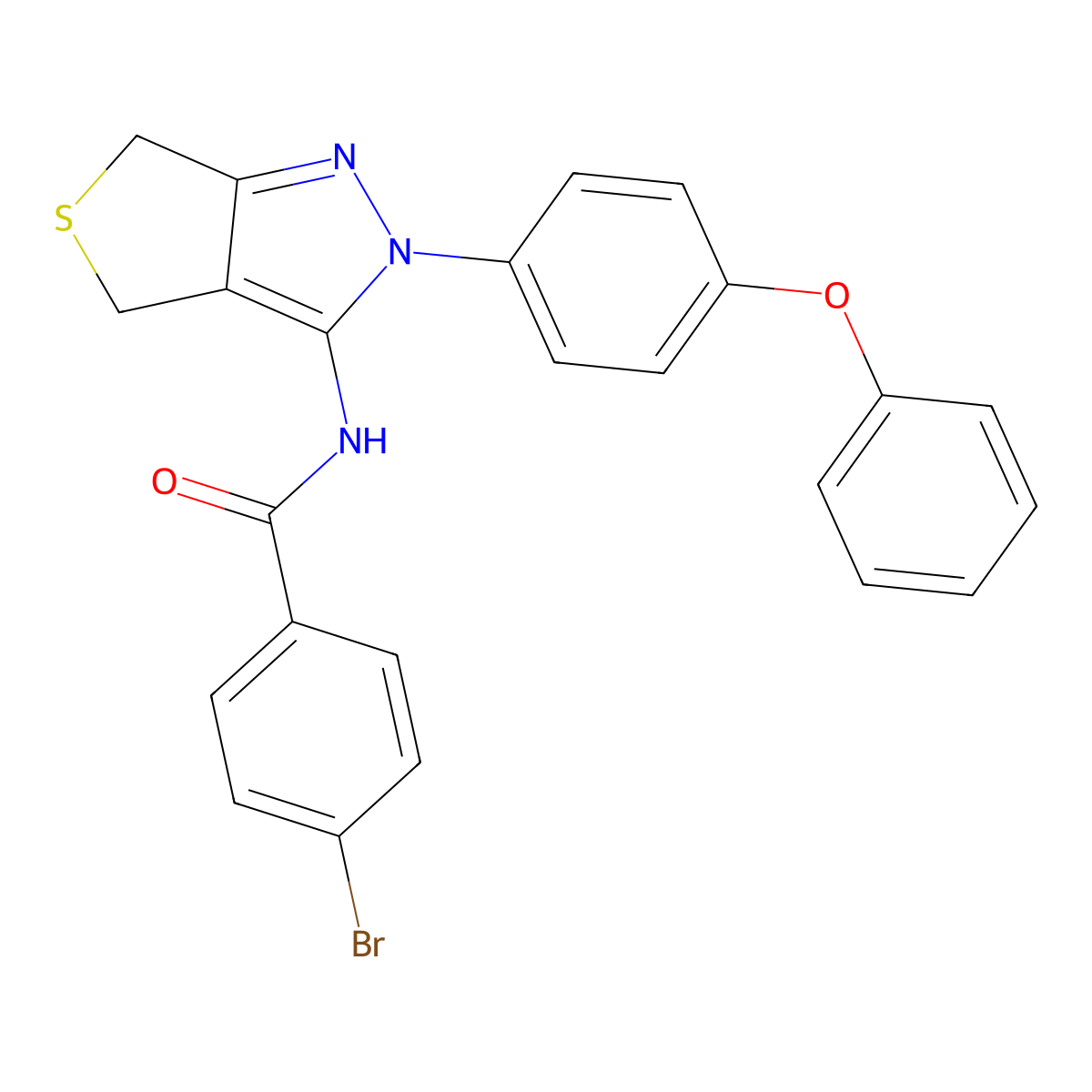 4-bromo-N-[2-(4-phenoxyphenyl)-4,6-dihydrothieno[3,4-c]pyrazol-3-yl]benzamide molecular structure, CAS 396720-24-4