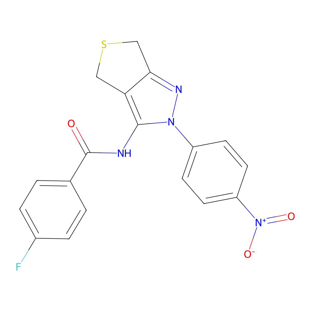 4-fluoro-N-[2-(4-nitrophenyl)-4,6-dihydrothieno[3,4-c]pyrazol-3-yl]benzamide molecular structure, CAS 396720-28-8