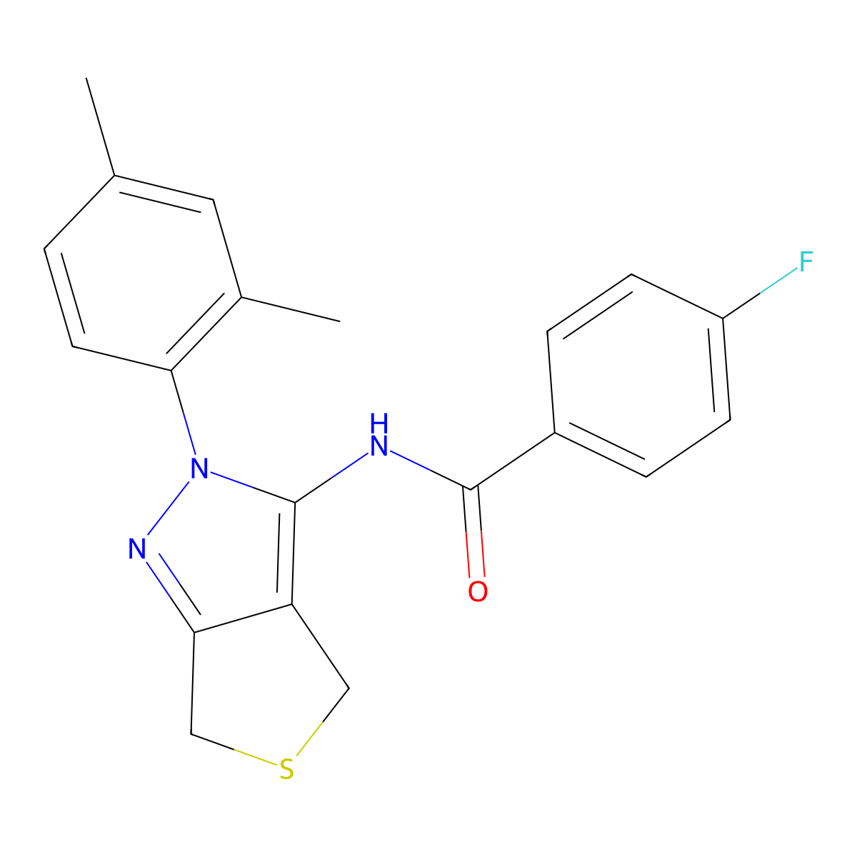 N-(2-(2,4-dimethylphenyl)-4,6-dihydro-2H-thieno[3,4-c]pyrazol-3-yl)-4-fluorobenzamide molecular structure, CAS 396720-29-9