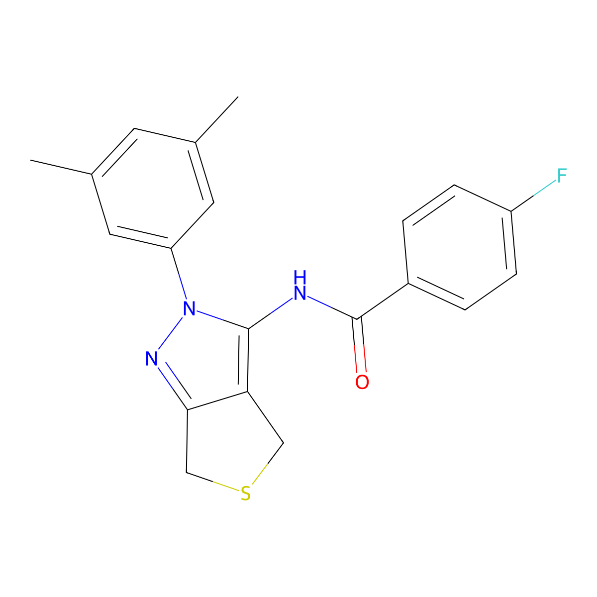 N-(2-(3,5-dimethylphenyl)-4,6-dihydro-2H-thieno[3,4-c]pyrazol-3-yl)-4-fluorobenzamide molecular structure, CAS 396720-30-2