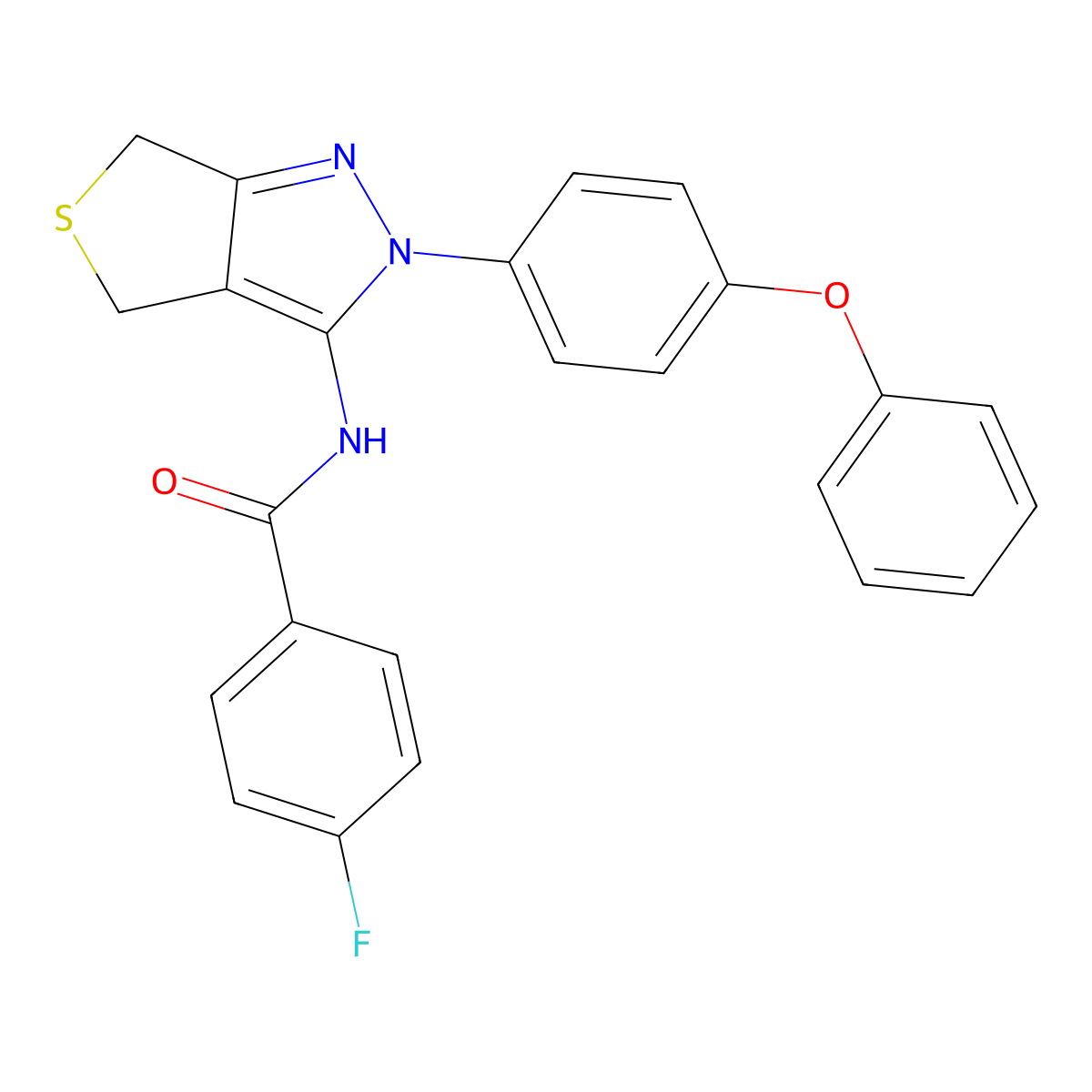 4-fluoro-N-(2-(4-phenoxyphenyl)-4,6-dihydro-2H-thieno[3,4-c]pyrazol-3-yl)benzamide molecular structure, CAS 396720-31-3
