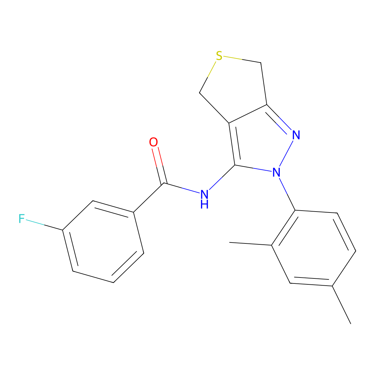 N-[2-(2,4-dimethylphenyl)-4,6-dihydrothieno[3,4-c]pyrazol-3-yl]-3-fluorobenzamide molecular structure, CAS 396720-35-7