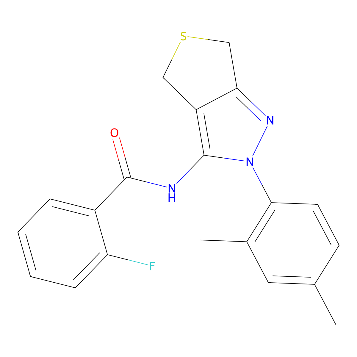N-[2-(2,4-dimethylphenyl)-4,6-dihydrothieno[3,4-c]pyrazol-3-yl]-2-fluorobenzamide molecular structure, CAS 396720-41-5