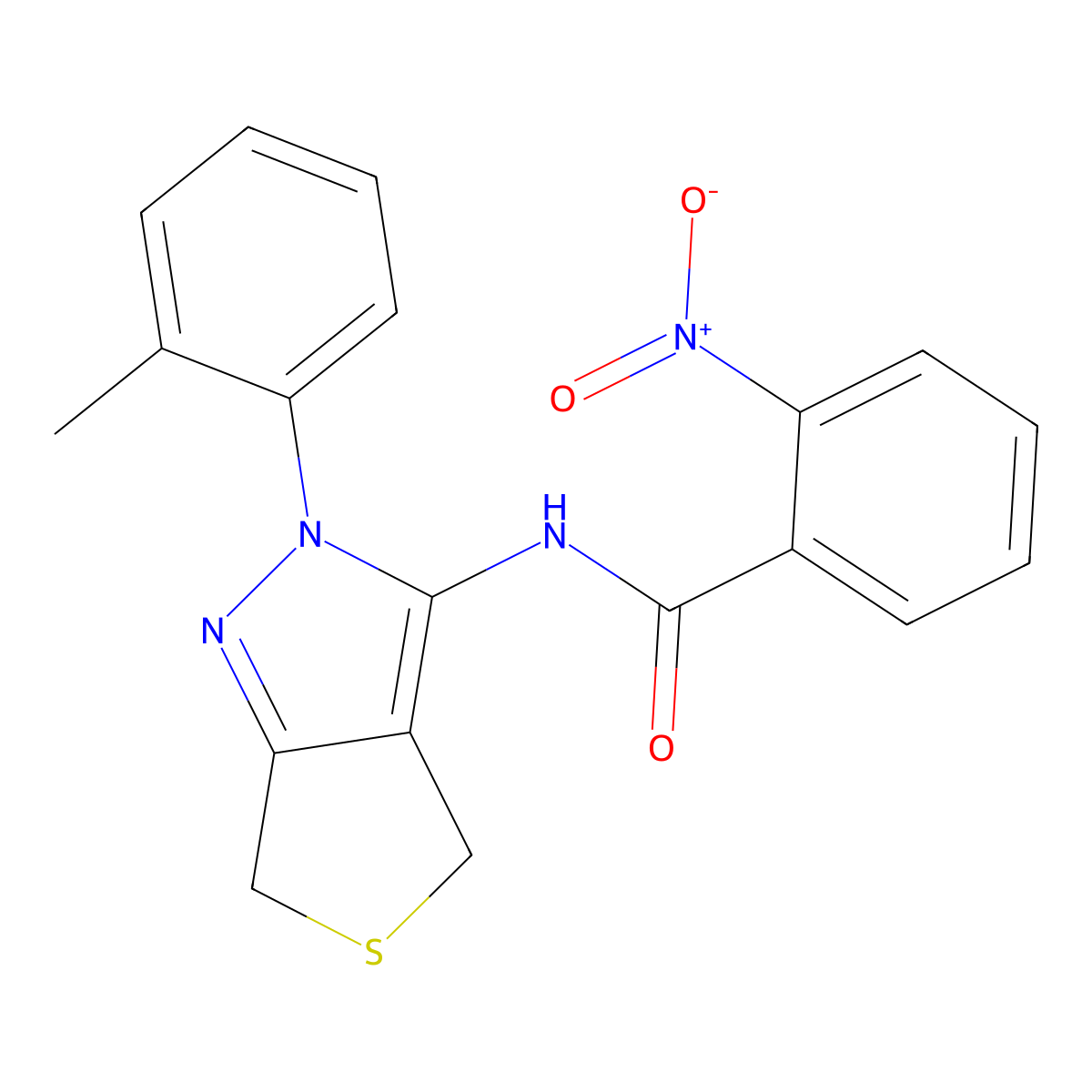 N-[2-(2-methylphenyl)-4,6-dihydrothieno[3,4-c]pyrazol-3-yl]-2-nitrobenzamide molecular structure, CAS 396720-52-8