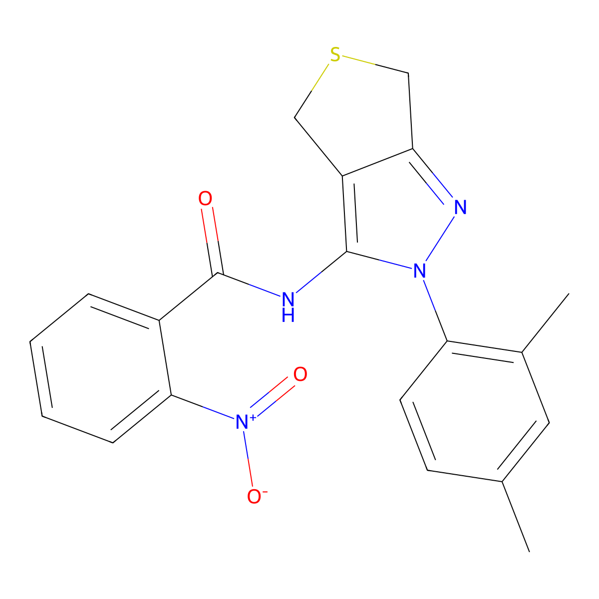 N-(2-(2,4-dimethylphenyl)-4,6-dihydro-2H-thieno[3,4-c]pyrazol-3-yl)-2-nitrobenzamide molecular structure, CAS 396720-55-1