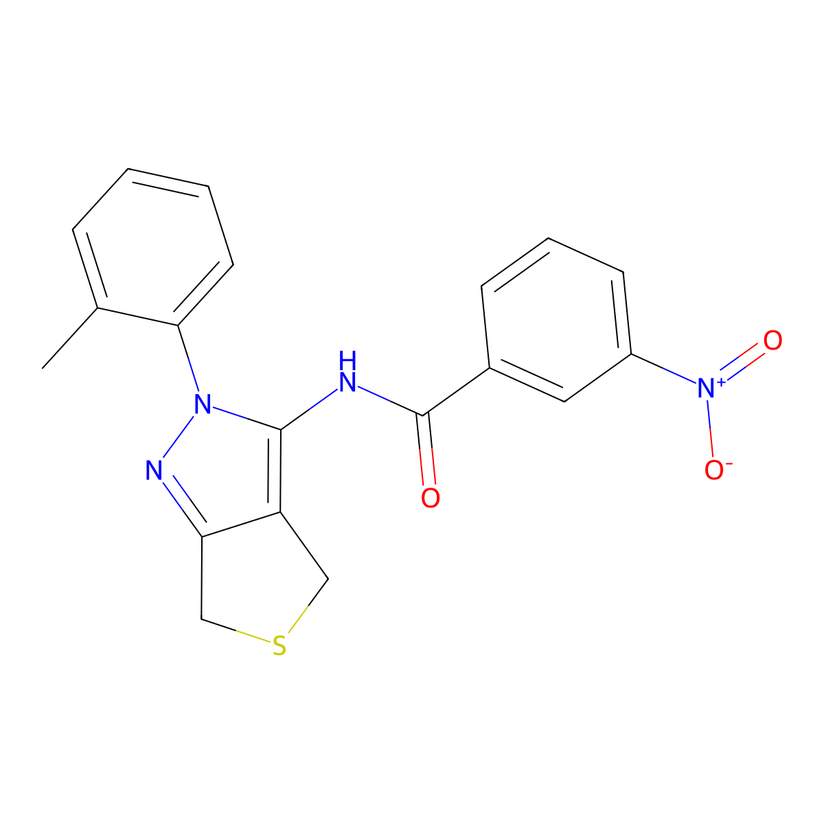 N-[2-(2-methylphenyl)-4,6-dihydrothieno[3,4-c]pyrazol-3-yl]-3-nitrobenzamide molecular structure, CAS 396720-57-3