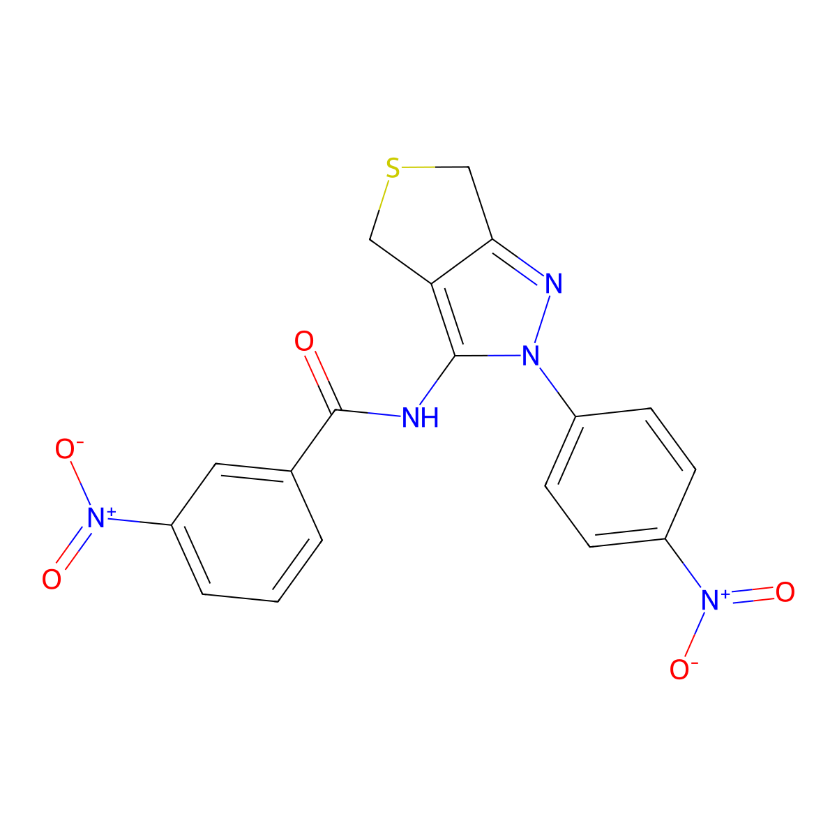 3-nitro-N-[2-(4-nitrophenyl)-4,6-dihydrothieno[3,4-c]pyrazol-3-yl]benzamide molecular structure, CAS 396720-59-5