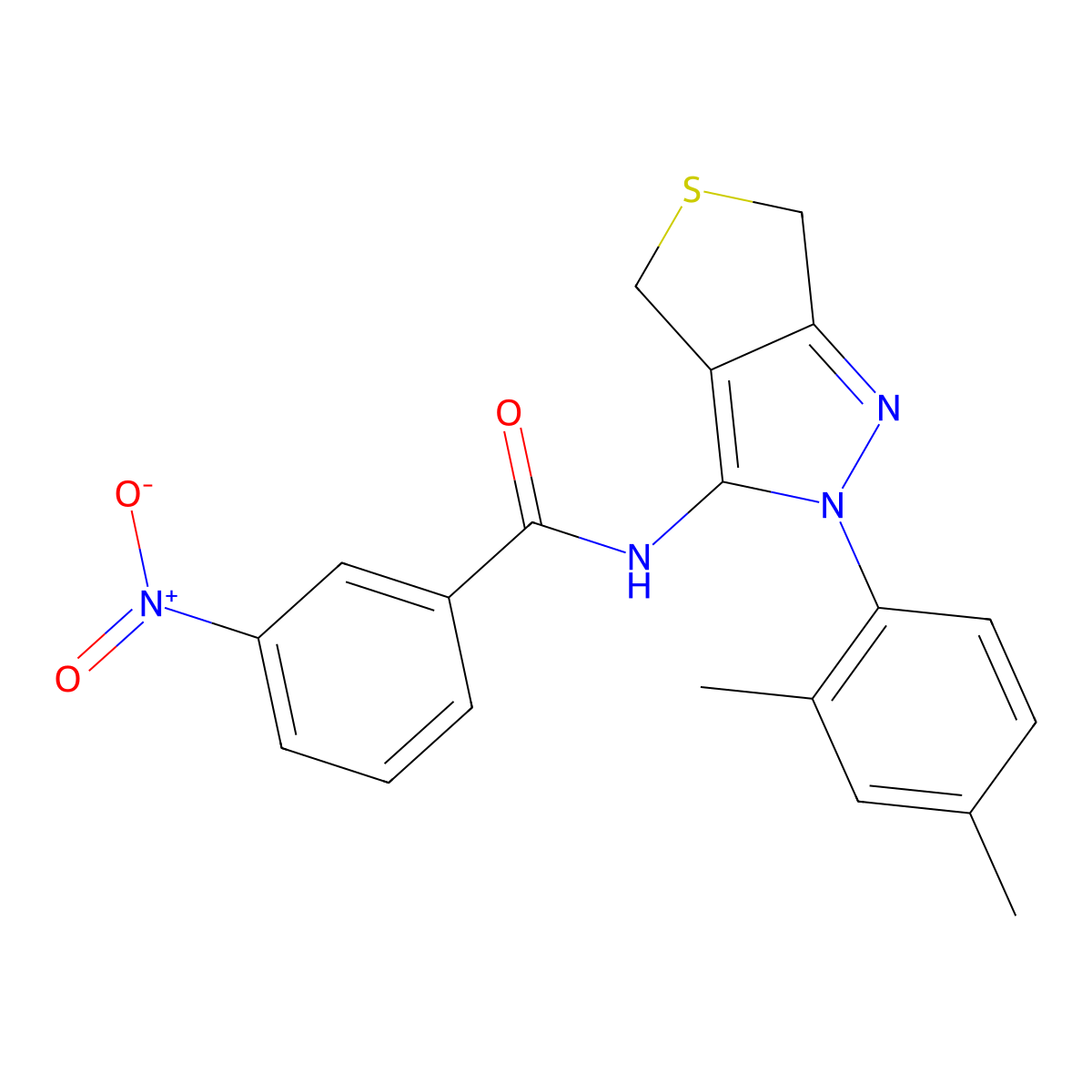N-(2-(2,4-dimethylphenyl)-4,6-dihydro-2H-thieno[3,4-c]pyrazol-3-yl)-3-nitrobenzamide molecular structure, CAS 396720-60-8