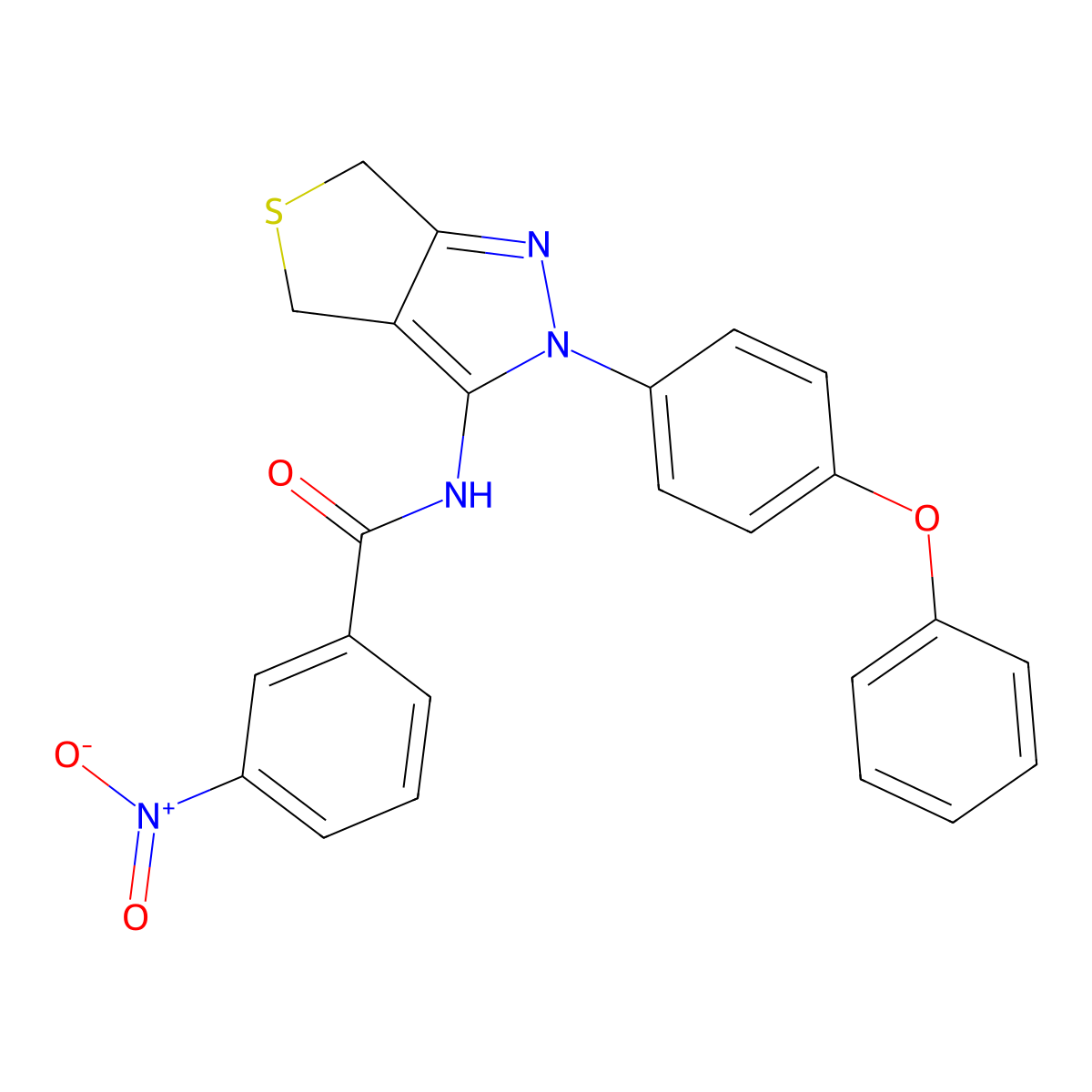 3-nitro-N-[2-(4-phenoxyphenyl)-4,6-dihydrothieno[3,4-c]pyrazol-3-yl]benzamide molecular structure, CAS 396720-62-0