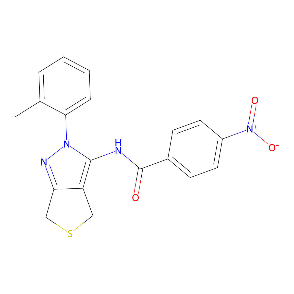 N-[2-(2-methylphenyl)-4,6-dihydrothieno[3,4-c]pyrazol-3-yl]-4-nitrobenzamide molecular structure, CAS 396720-63-1