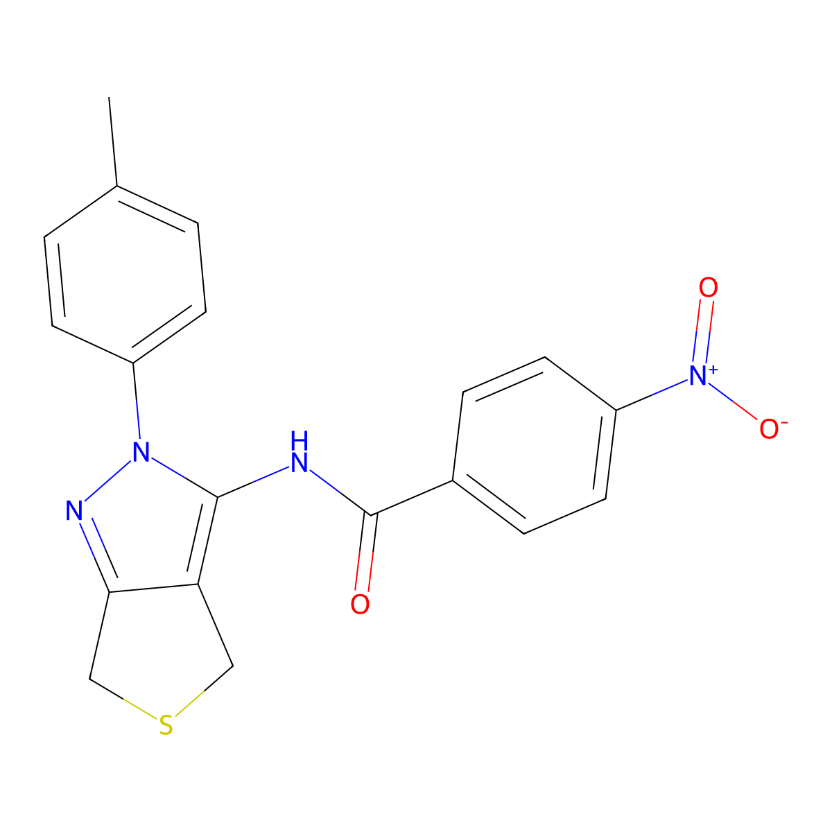 N-[2-(4-methylphenyl)-4,6-dihydrothieno[3,4-c]pyrazol-3-yl]-4-nitrobenzamide molecular structure, CAS 396720-64-2