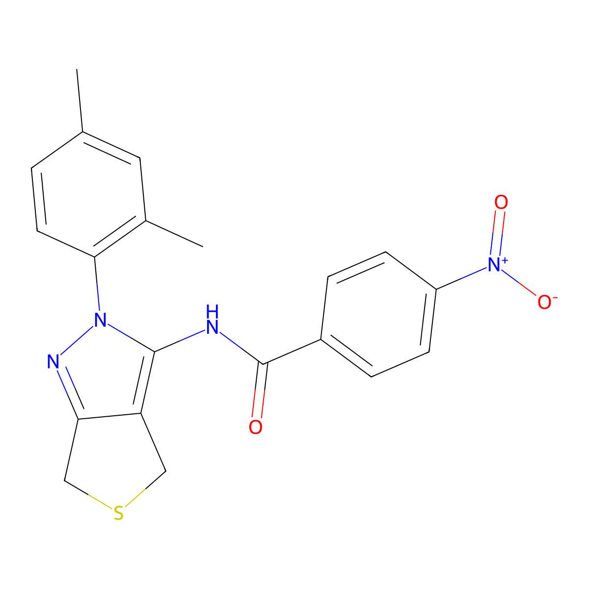 N-(2-(2,4-dimethylphenyl)-4,6-dihydro-2H-thieno[3,4-c]pyrazol-3-yl)-4-nitrobenzamide molecular structure, CAS 396720-67-5