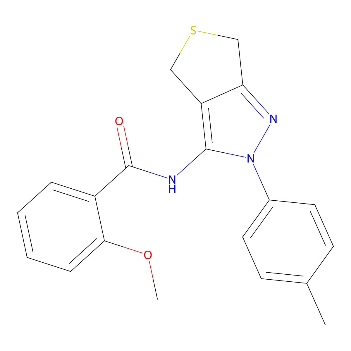 2-methoxy-N-[2-(4-methylphenyl)-4,6-dihydrothieno[3,4-c]pyrazol-3-yl]benzamide molecular structure, CAS 396720-71-1