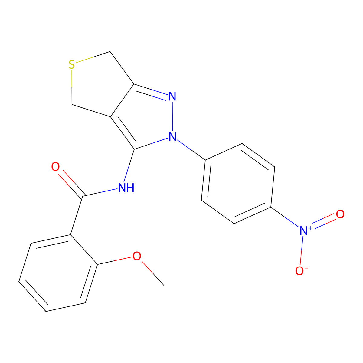 2-methoxy-N-(2-(4-nitrophenyl)-4,6-dihydro-2H-thieno[3,4-c]pyrazol-3-yl)benzamide molecular structure, CAS 396720-72-2