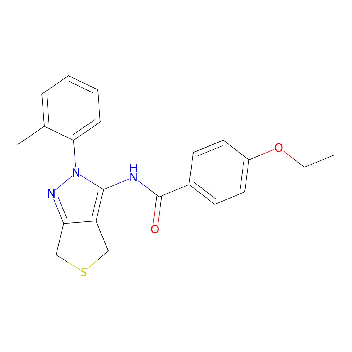 4-ethoxy-N-[2-(2-methylphenyl)-4,6-dihydrothieno[3,4-c]pyrazol-3-yl]benzamide molecular structure, CAS 396720-79-9