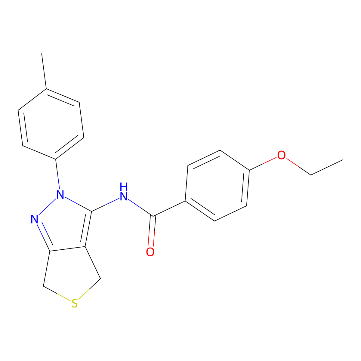 4-ethoxy-N-(2-(p-tolyl)-4,6-dihydro-2H-thieno[3,4-c]pyrazol-3-yl)benzamide molecular structure, CAS 396720-81-3