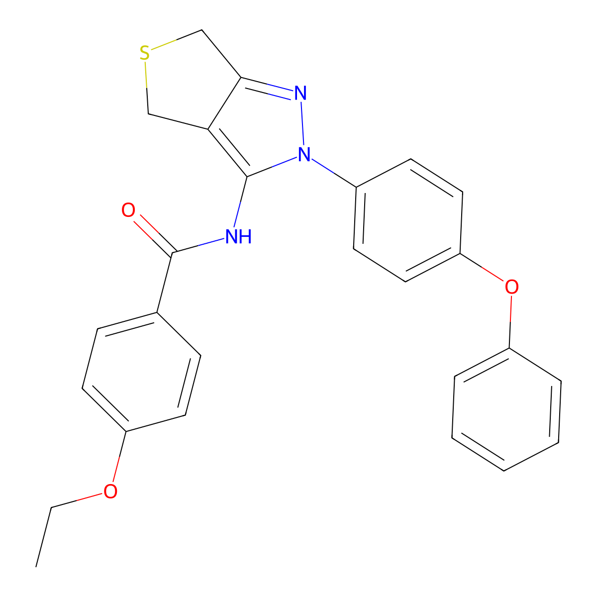 4-ethoxy-N-[2-(4-phenoxyphenyl)-4,6-dihydrothieno[3,4-c]pyrazol-3-yl]benzamide molecular structure, CAS 396720-86-8