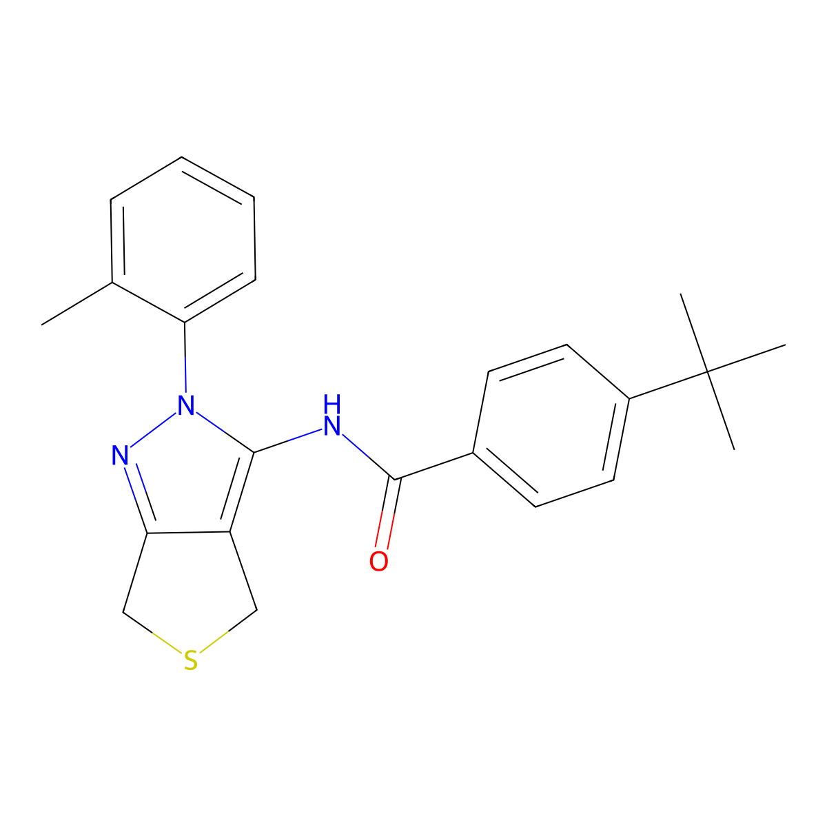 4-(tert-butyl)-N-(2-(o-tolyl)-4,6-dihydro-2H-thieno[3,4-c]pyrazol-3-yl)benzamide molecular structure, CAS 396720-92-6