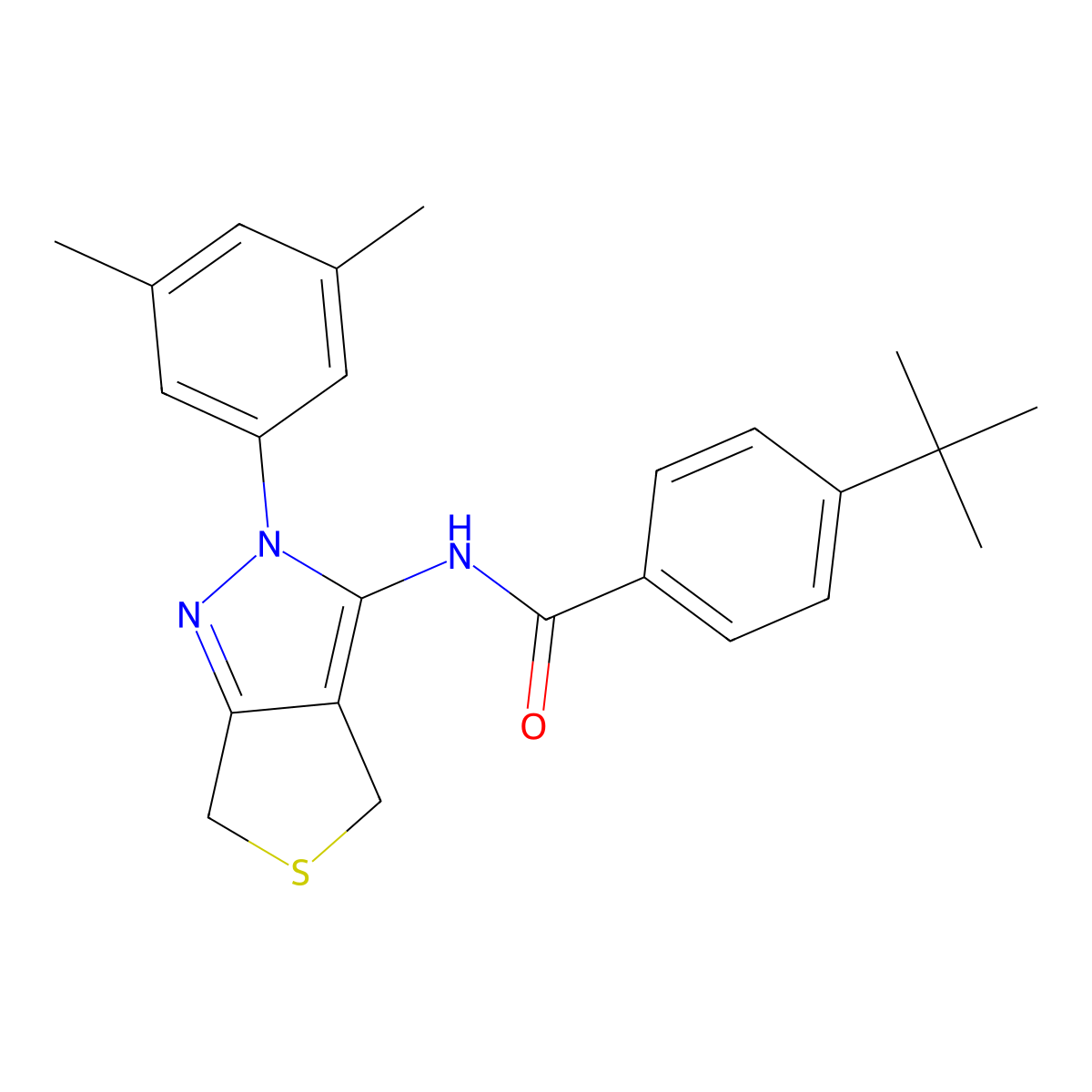 4-(tert-butyl)-N-(2-(3,5-dimethylphenyl)-4,6-dihydro-2H-thieno[3,4-c]pyrazol-3-yl)benzamide molecular structure, CAS 396720-99-3