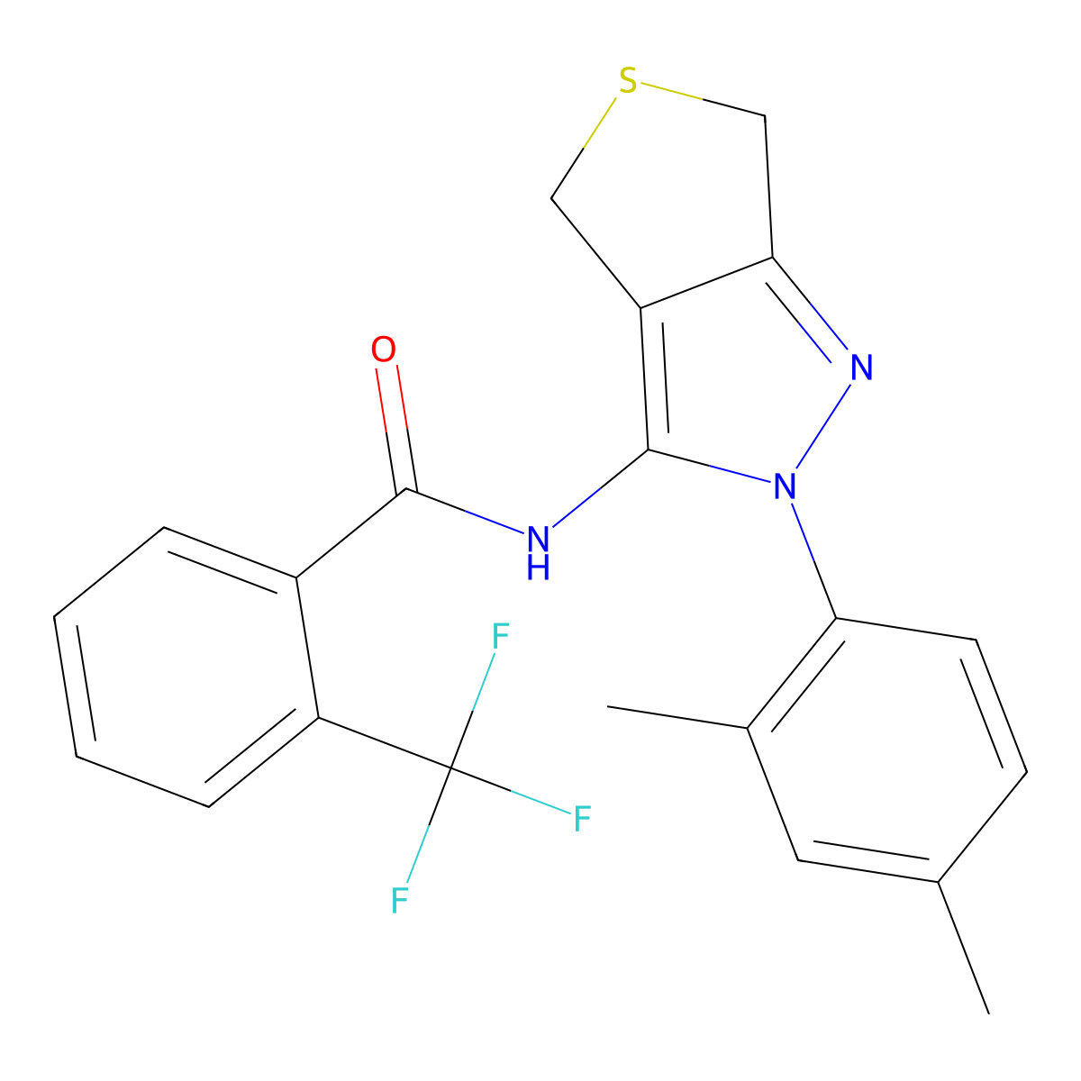 N-[2-(2,4-dimethylphenyl)-4,6-dihydrothieno[3,4-c]pyrazol-3-yl]-2-(trifluoromethyl)benzamide molecular structure, CAS 396721-10-1