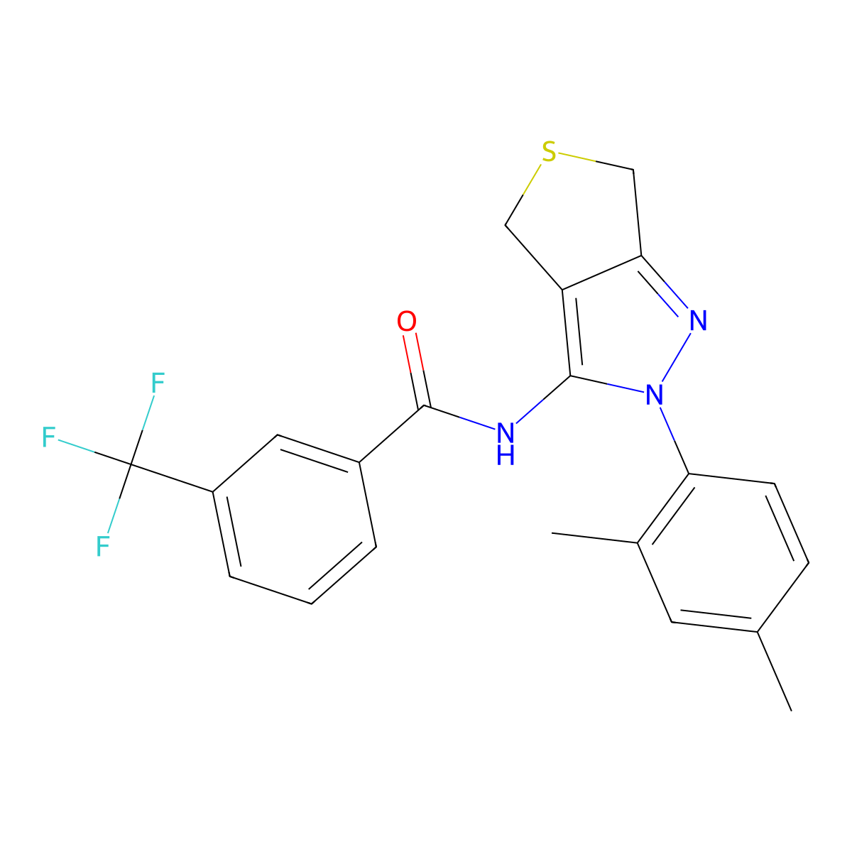 N-(2-(2,4-dimethylphenyl)-4,6-dihydro-2H-thieno[3,4-c]pyrazol-3-yl)-3-(trifluoromethyl)benzamide molecular structure, CAS 396721-17-8