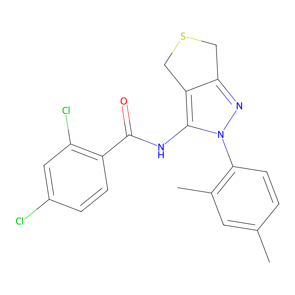2,4-dichloro-N-(2-(2,4-dimethylphenyl)-4,6-dihydro-2H-thieno[3,4-c]pyrazol-3-yl)benzamide molecular structure, CAS 396721-27-0