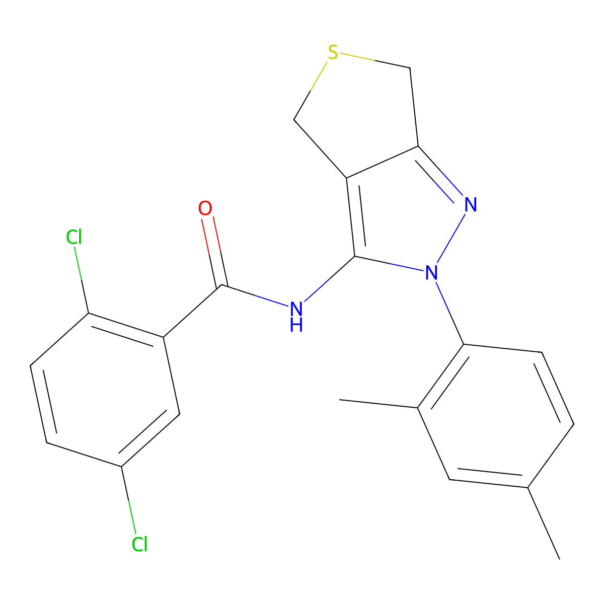2,5-dichloro-N-[2-(2,4-dimethylphenyl)-4,6-dihydrothieno[3,4-c]pyrazol-3-yl]benzamide molecular structure, CAS 396721-34-9