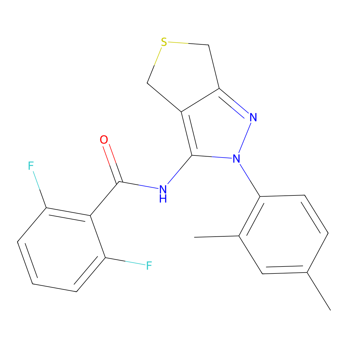 N-[2-(2,4-dimethylphenyl)-4,6-dihydrothieno[3,4-c]pyrazol-3-yl]-2,6-difluorobenzamide molecular structure, CAS 396721-42-9