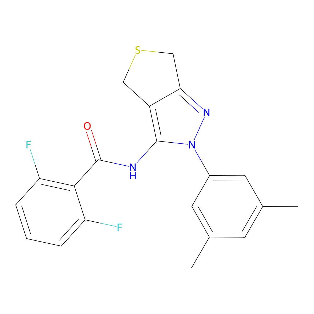 N-(2-(3,5-dimethylphenyl)-4,6-dihydro-2H-thieno[3,4-c]pyrazol-3-yl)-2,6-difluorobenzamide molecular structure, CAS 396721-44-1