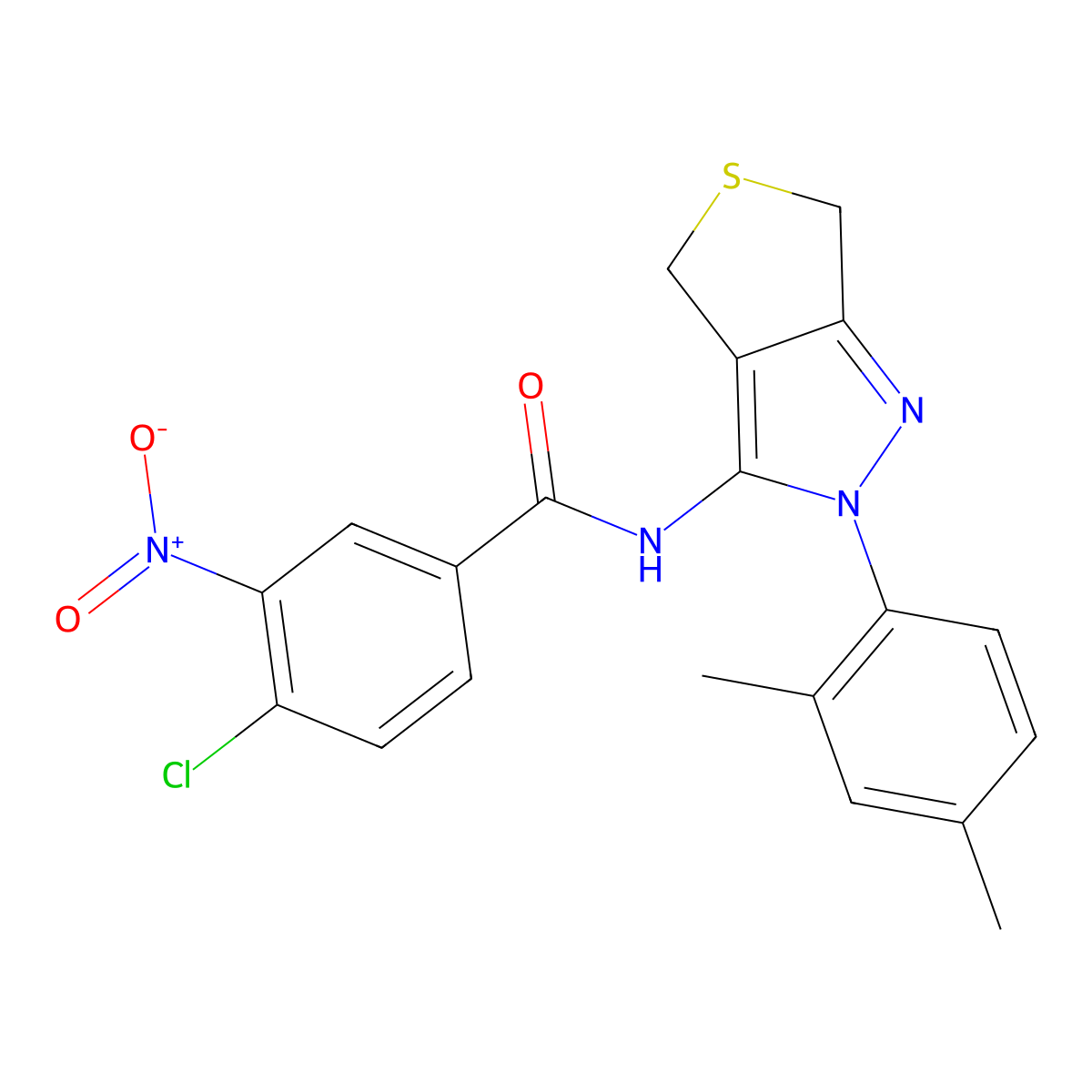 4-chloro-N-[2-(2,4-dimethylphenyl)-4,6-dihydrothieno[3,4-c]pyrazol-3-yl]-3-nitrobenzamide molecular structure, CAS 396721-84-9