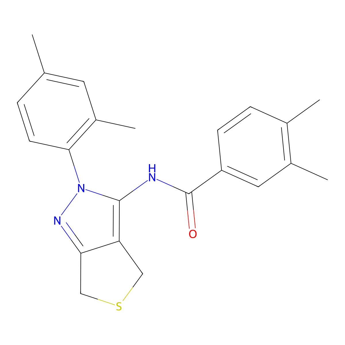 N-[2-(2,4-dimethylphenyl)-4,6-dihydrothieno[3,4-c]pyrazol-3-yl]-3,4-dimethylbenzamide molecular structure, CAS 396721-89-4