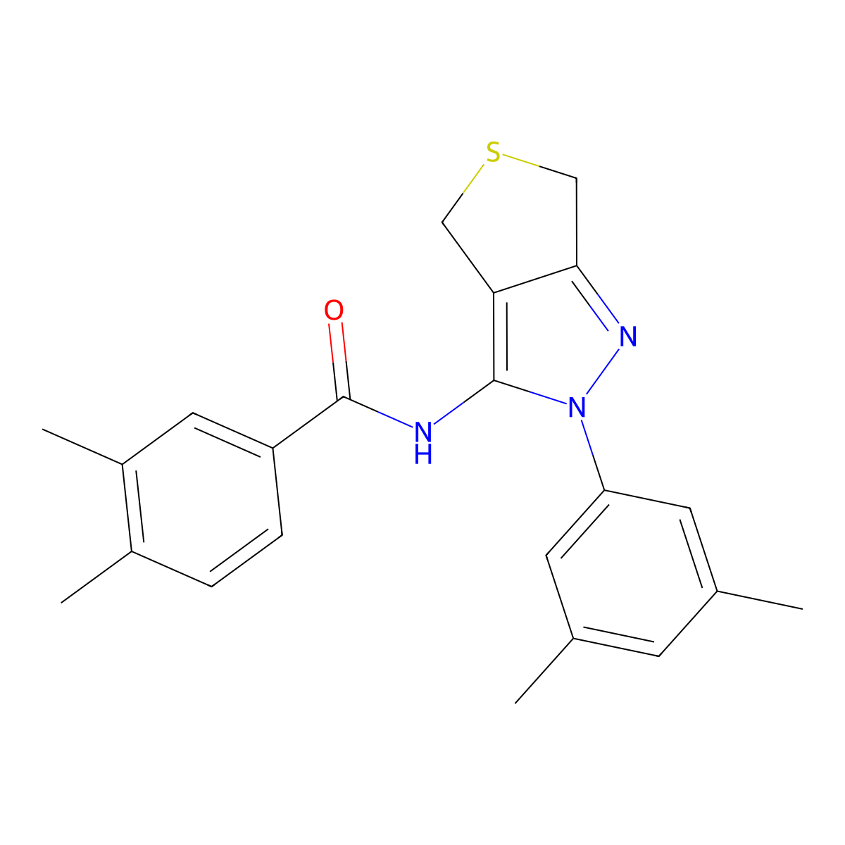 N-(2-(3,5-dimethylphenyl)-4,6-dihydro-2H-thieno[3,4-c]pyrazol-3-yl)-3,4-dimethylbenzamide molecular structure, CAS 396721-90-7