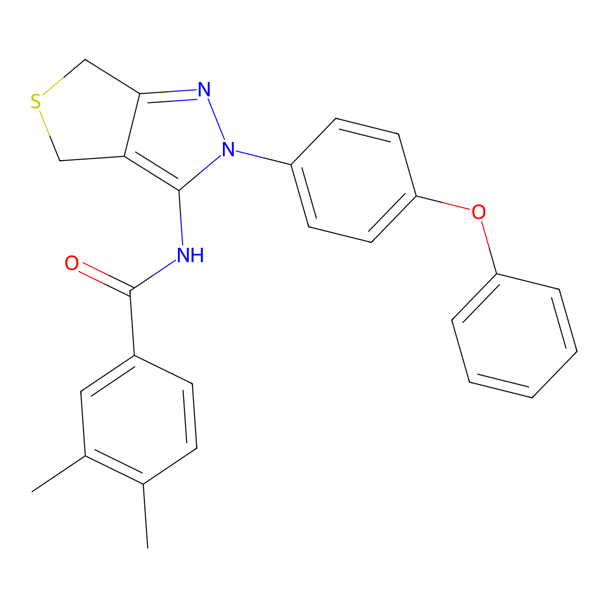 3,4-dimethyl-N-(2-(4-phenoxyphenyl)-4,6-dihydro-2H-thieno[3,4-c]pyrazol-3-yl)benzamide molecular structure, CAS 396721-91-8