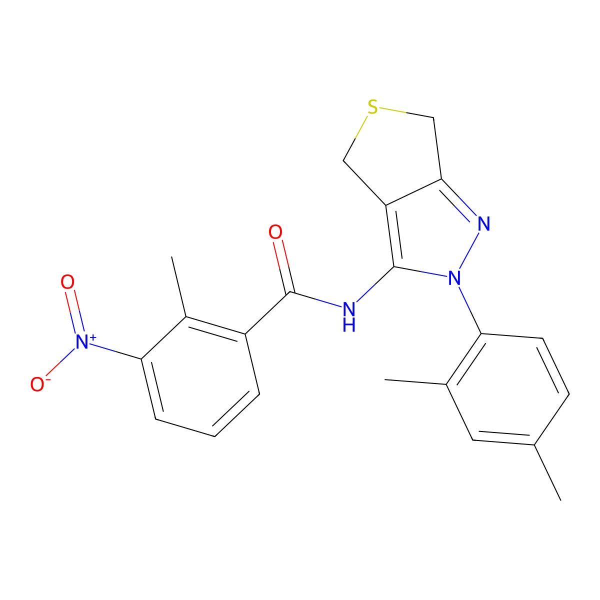 N-(2-(2,4-dimethylphenyl)-4,6-dihydro-2H-thieno[3,4-c]pyrazol-3-yl)-2-methyl-3-nitrobenzamide molecular structure, CAS 396721-96-3