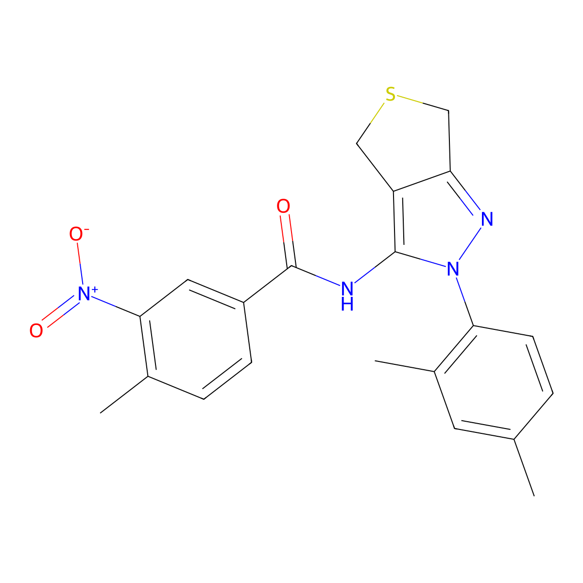 N-[2-(2,4-dimethylphenyl)-4,6-dihydrothieno[3,4-c]pyrazol-3-yl]-4-methyl-3-nitrobenzamide molecular structure, CAS 396722-04-6