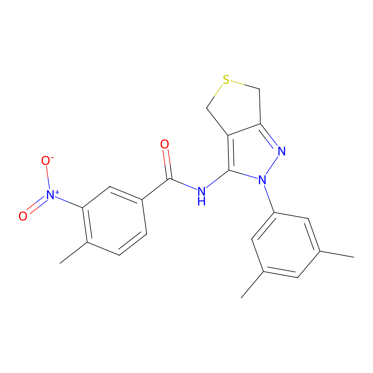 N-[2-(3,5-dimethylphenyl)-4,6-dihydrothieno[3,4-c]pyrazol-3-yl]-4-methyl-3-nitrobenzamide molecular structure, CAS 396722-05-7