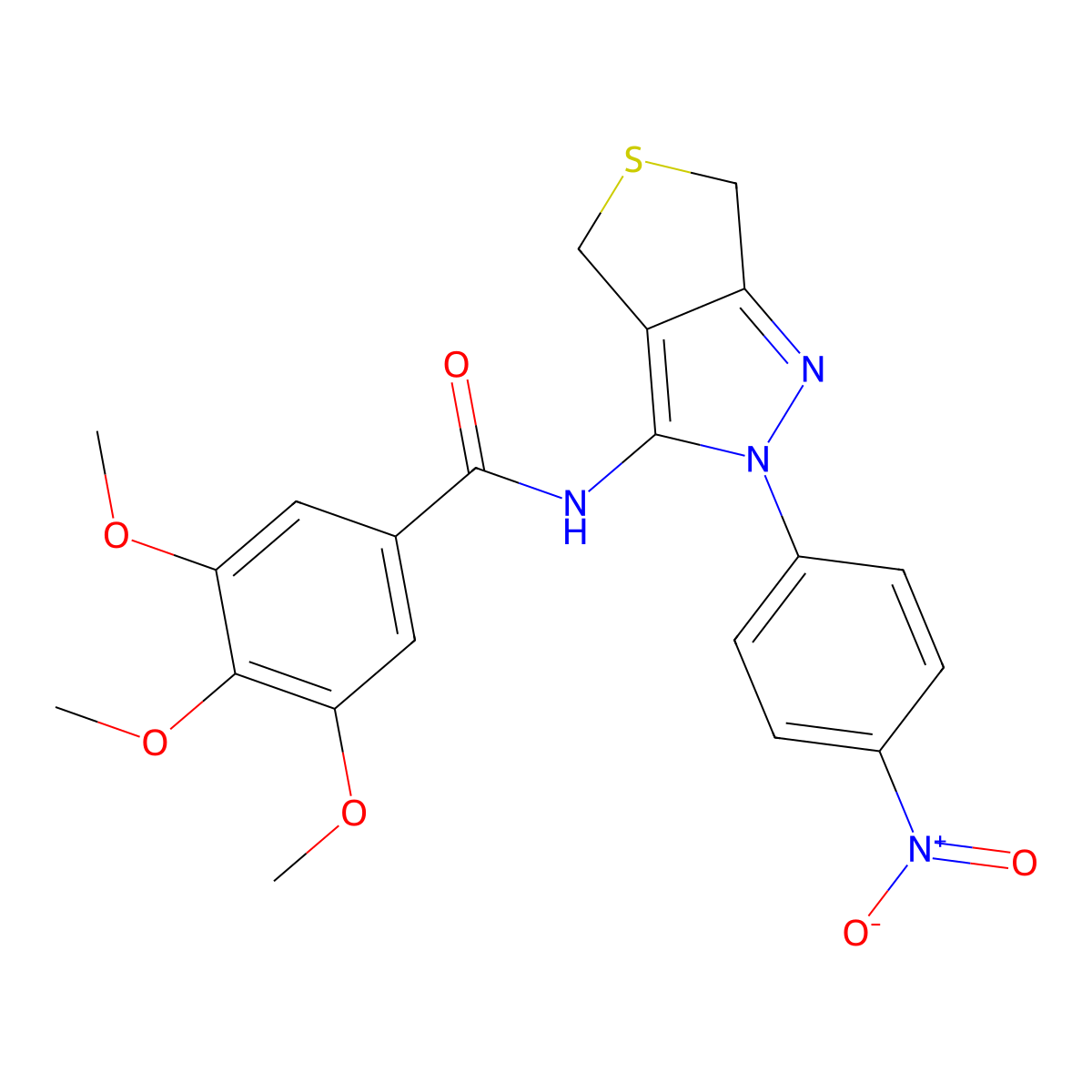 3,4,5-trimethoxy-N-(2-(4-nitrophenyl)-4,6-dihydro-2H-thieno[3,4-c]pyrazol-3-yl)benzamide molecular structure, CAS 396722-21-7