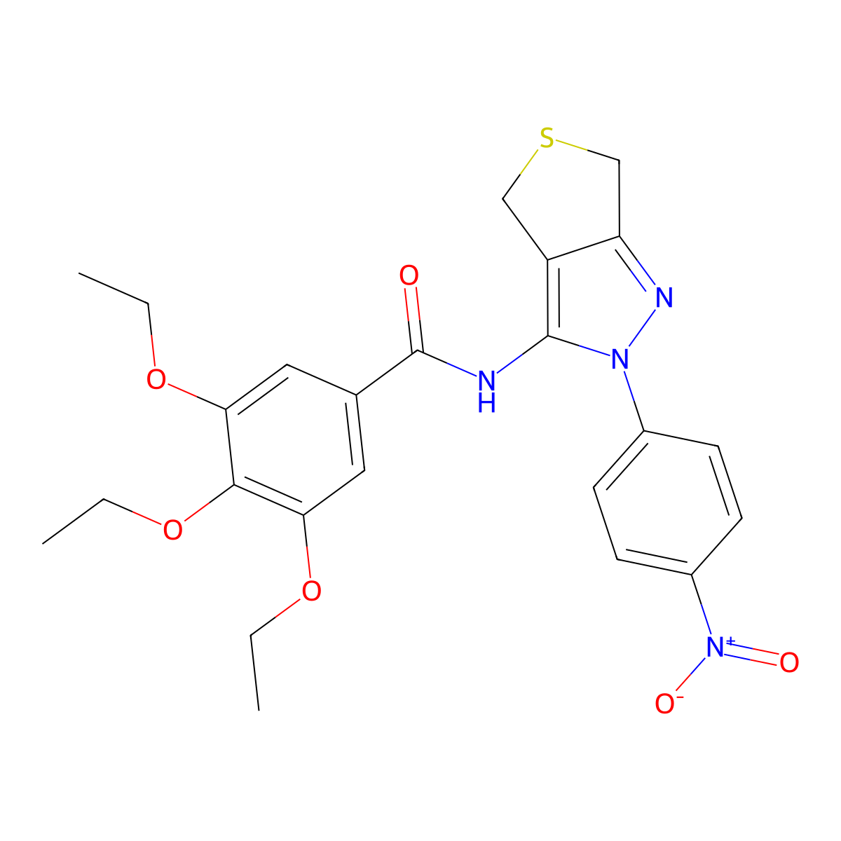 3,4,5-triethoxy-N-(2-(4-nitrophenyl)-4,6-dihydro-2H-thieno[3,4-c]pyrazol-3-yl)benzamide molecular structure, CAS 396722-30-8