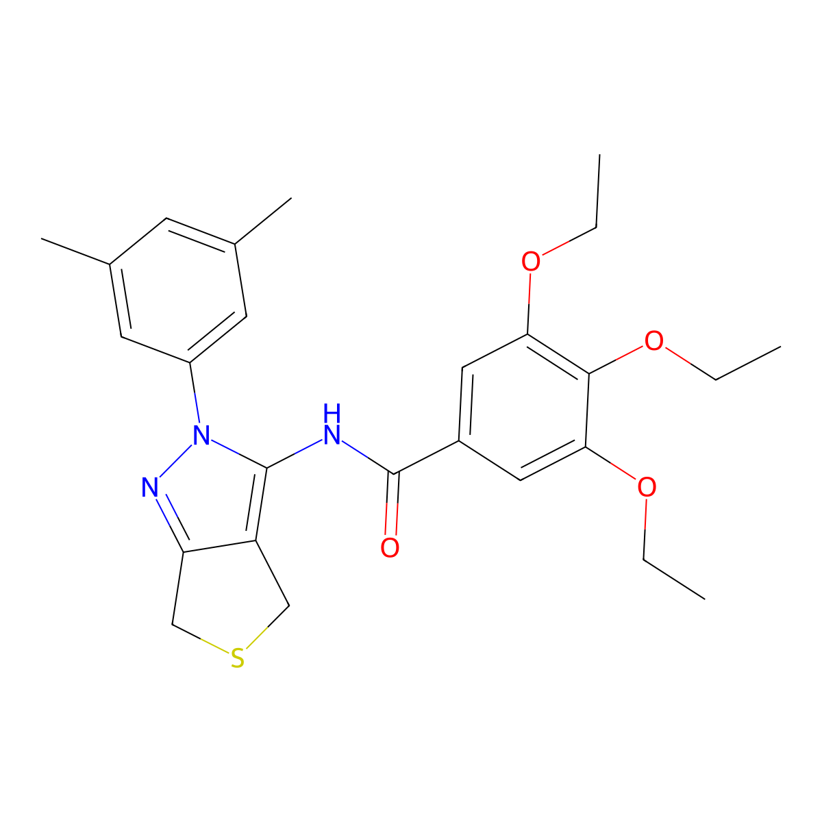 N-(2-(3,5-dimethylphenyl)-4,6-dihydro-2H-thieno[3,4-c]pyrazol-3-yl)-3,4,5-triethoxybenzamide molecular structure, CAS 396722-32-0