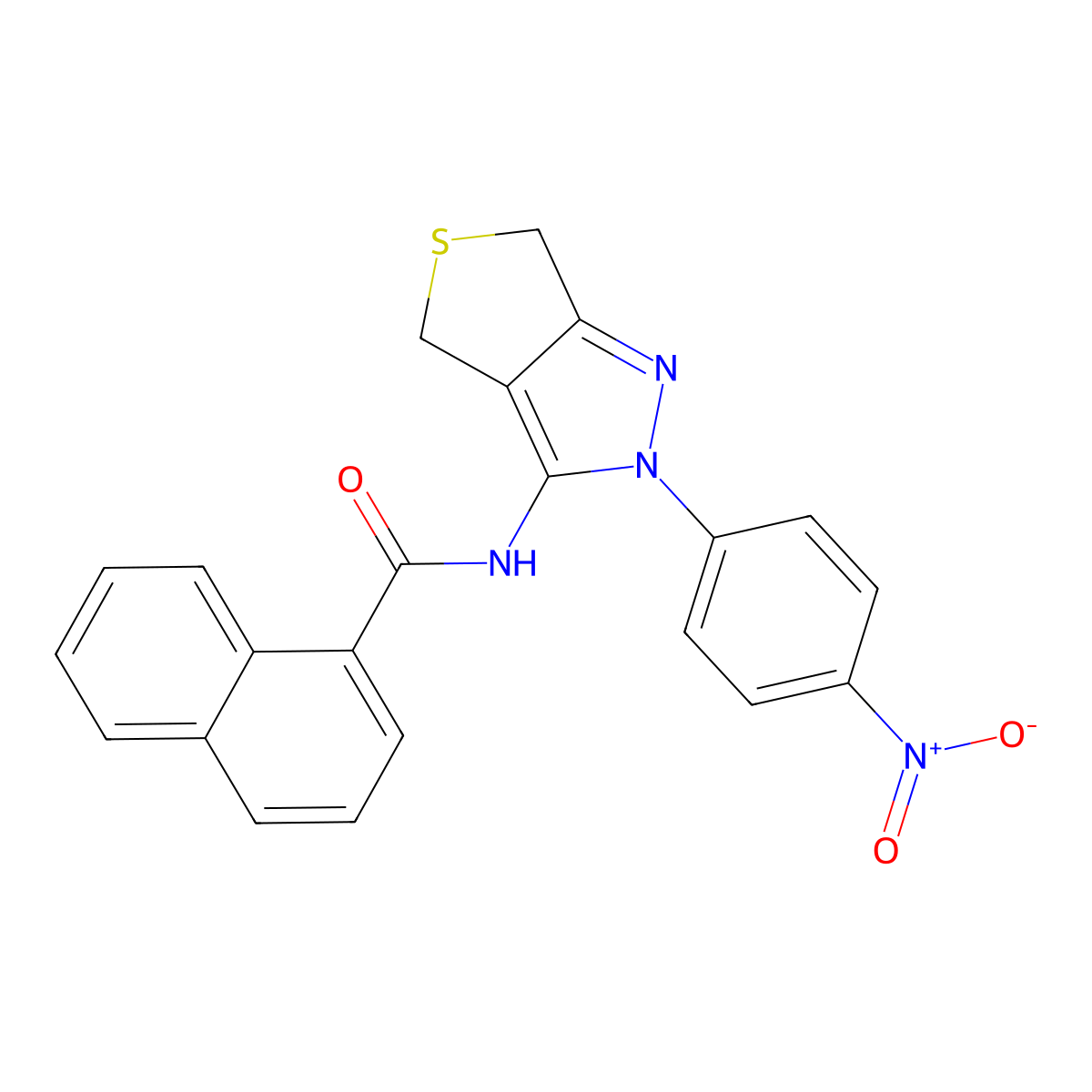 N-(2-(4-nitrophenyl)-4,6-dihydro-2H-thieno[3,4-c]pyrazol-3-yl)-1-naphthamide molecular structure, CAS 396722-37-5