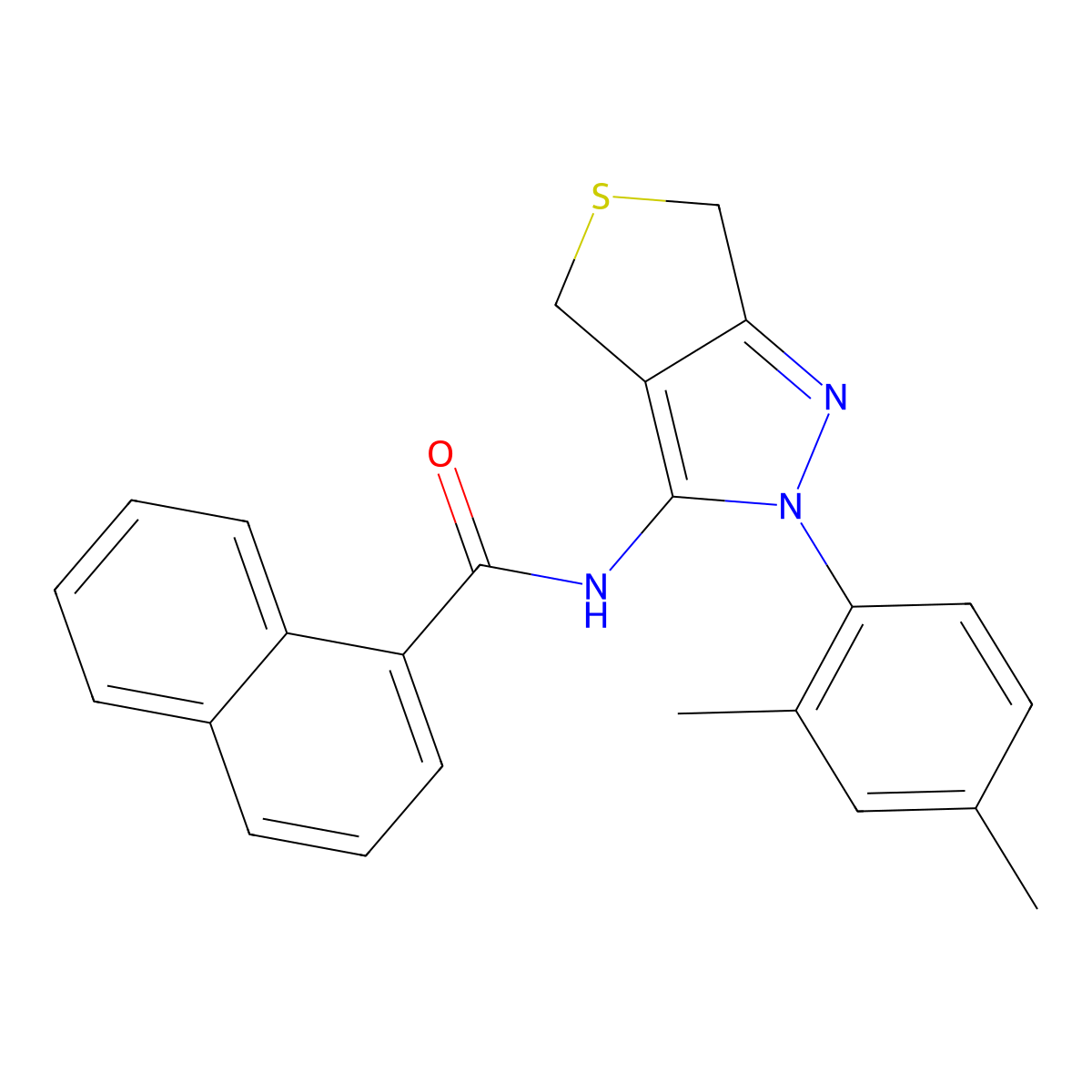 N-[2-(2,4-dimethylphenyl)-4,6-dihydrothieno[3,4-c]pyrazol-3-yl]naphthalene-1-carboxamide molecular structure, CAS 396722-38-6