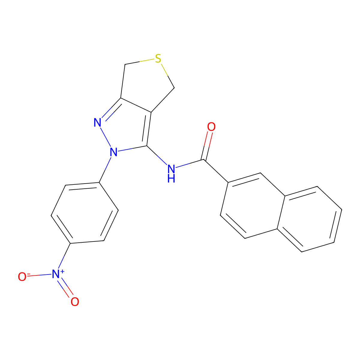 N-(2-(4-nitrophenyl)-4,6-dihydro-2H-thieno[3,4-c]pyrazol-3-yl)-2-naphthamide molecular structure, CAS 396722-45-5