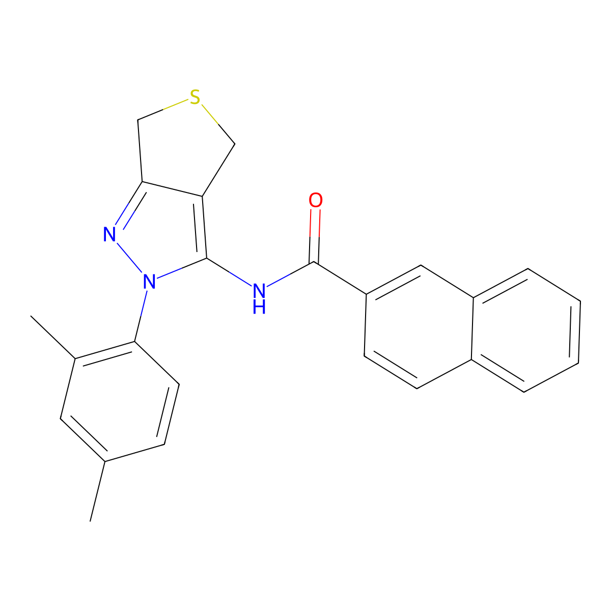 N-[2-(2,4-dimethylphenyl)-4,6-dihydrothieno[3,4-c]pyrazol-3-yl]naphthalene-2-carboxamide molecular structure, CAS 396722-46-6