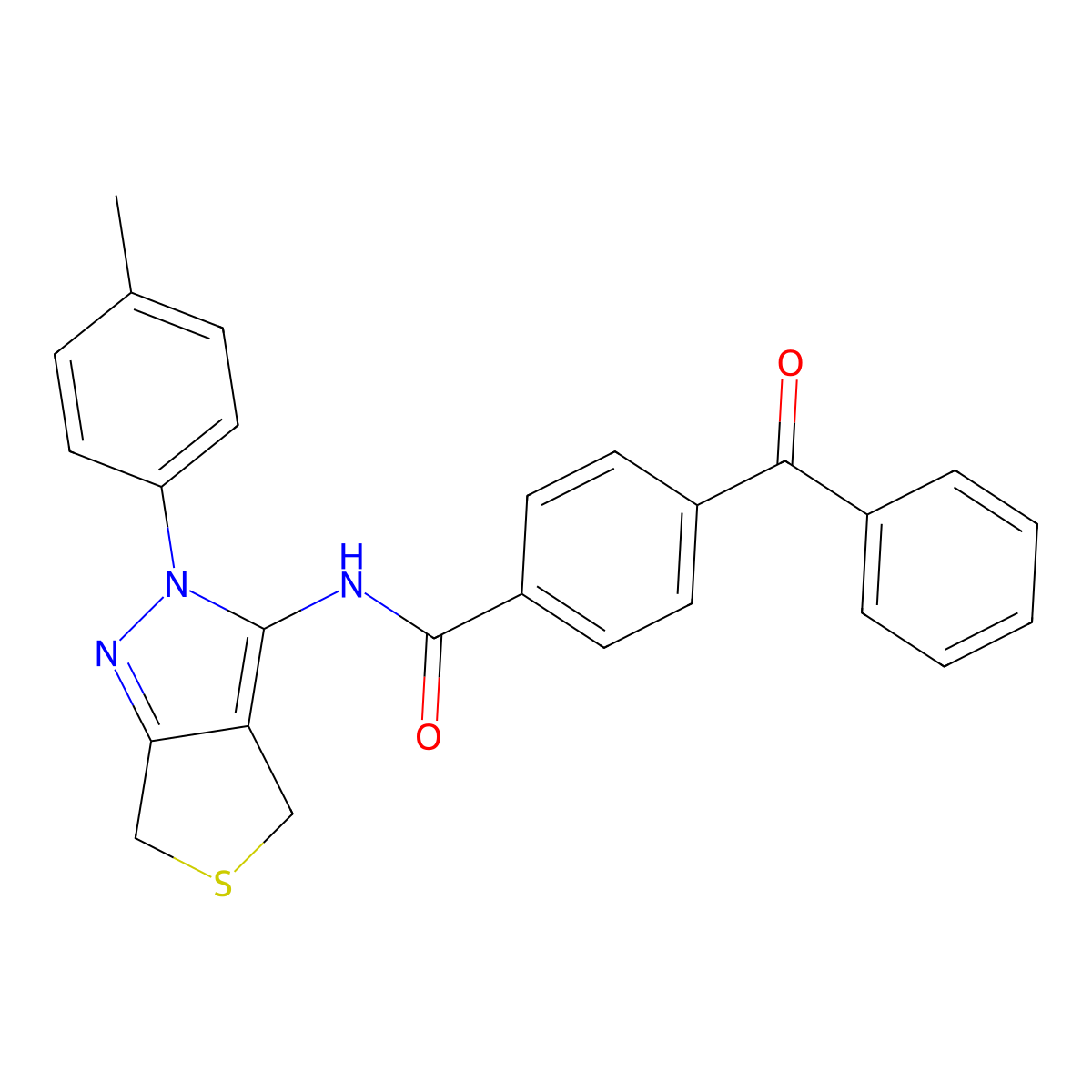 4-benzoyl-N-(2-(p-tolyl)-4,6-dihydro-2H-thieno[3,4-c]pyrazol-3-yl)benzamide molecular structure, CAS 396722-63-7