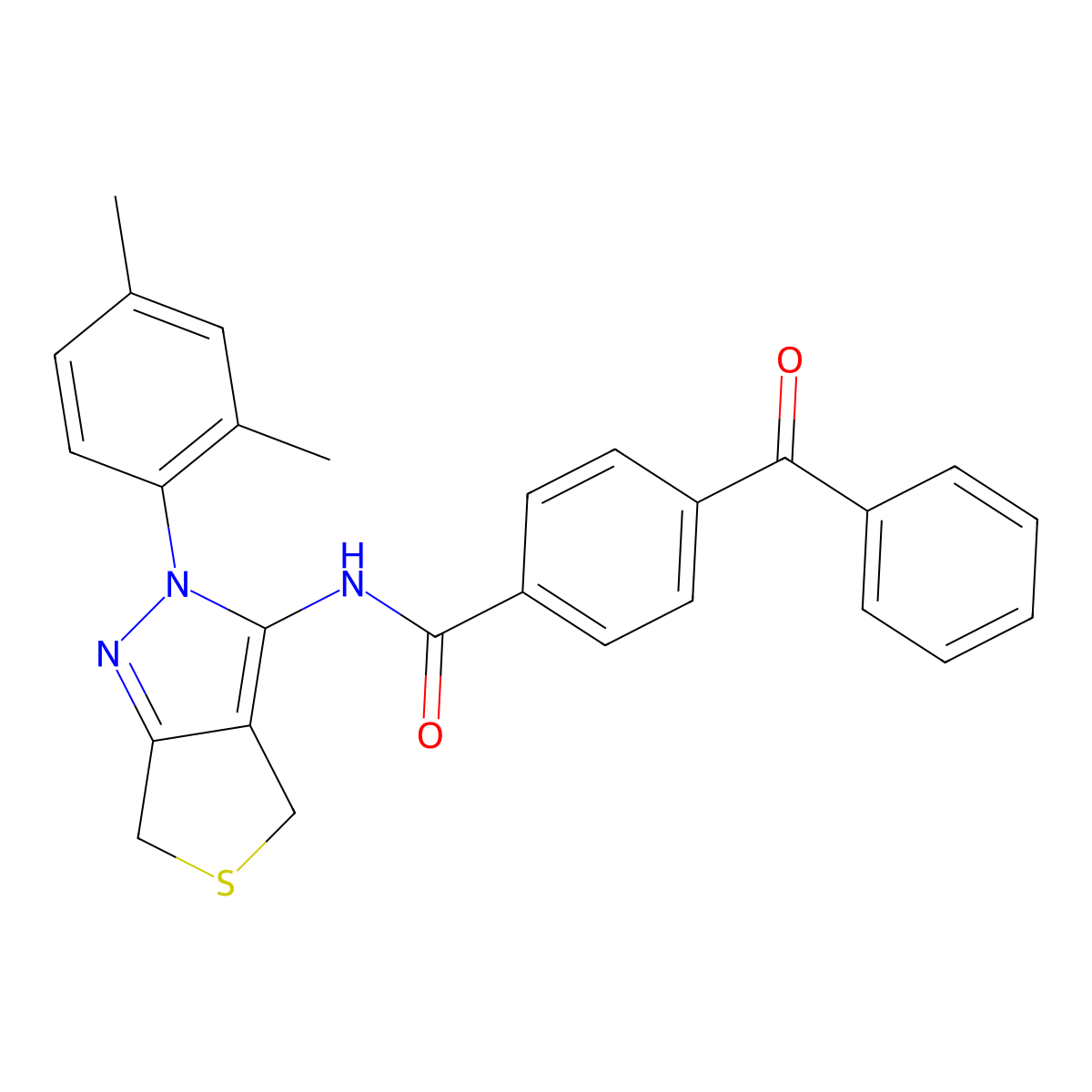 4-benzoyl-N-[2-(2,4-dimethylphenyl)-4,6-dihydrothieno[3,4-c]pyrazol-3-yl]benzamide molecular structure, CAS 396722-65-9