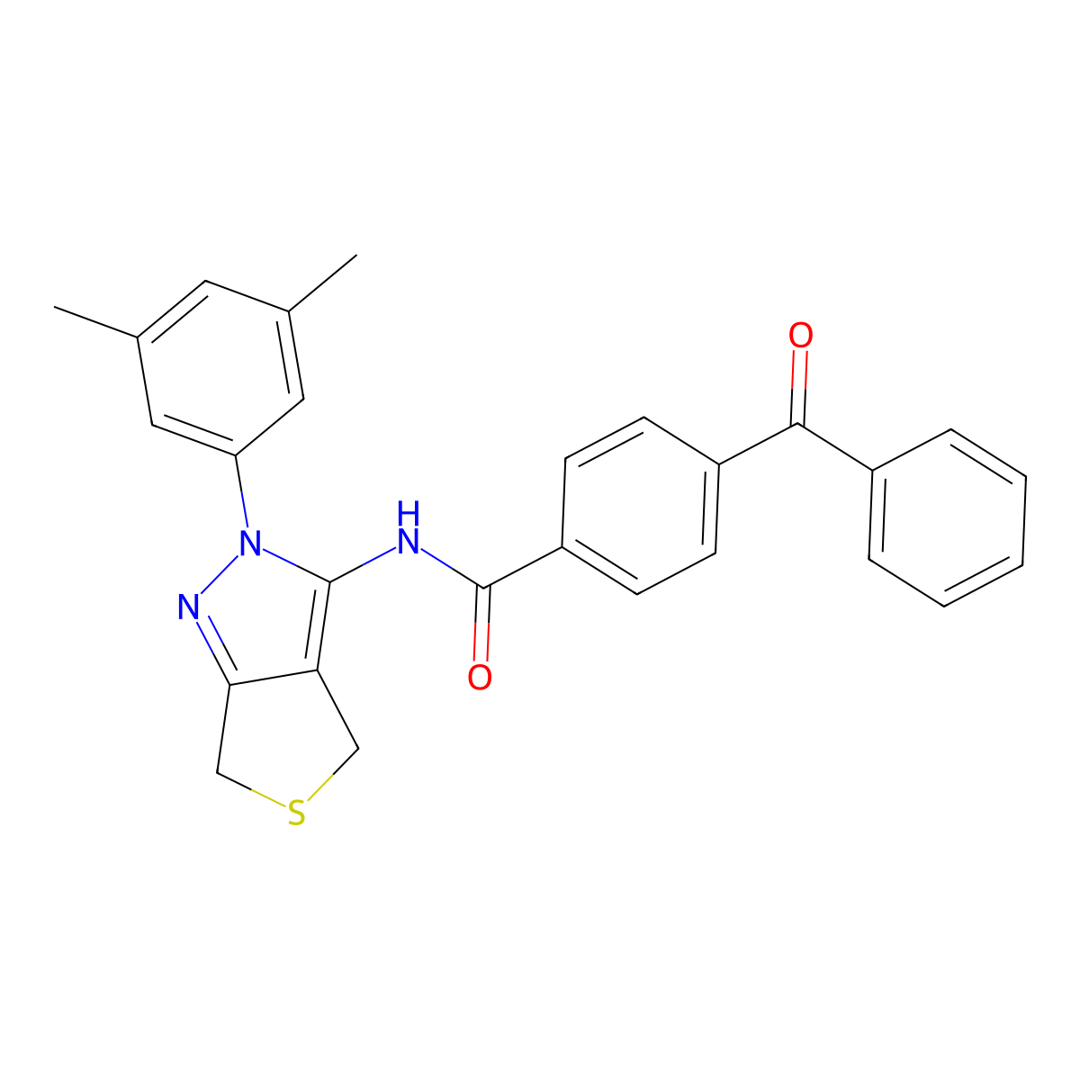 4-benzoyl-N-[2-(3,5-dimethylphenyl)-4,6-dihydrothieno[3,4-c]pyrazol-3-yl]benzamide molecular structure, CAS 396722-66-0