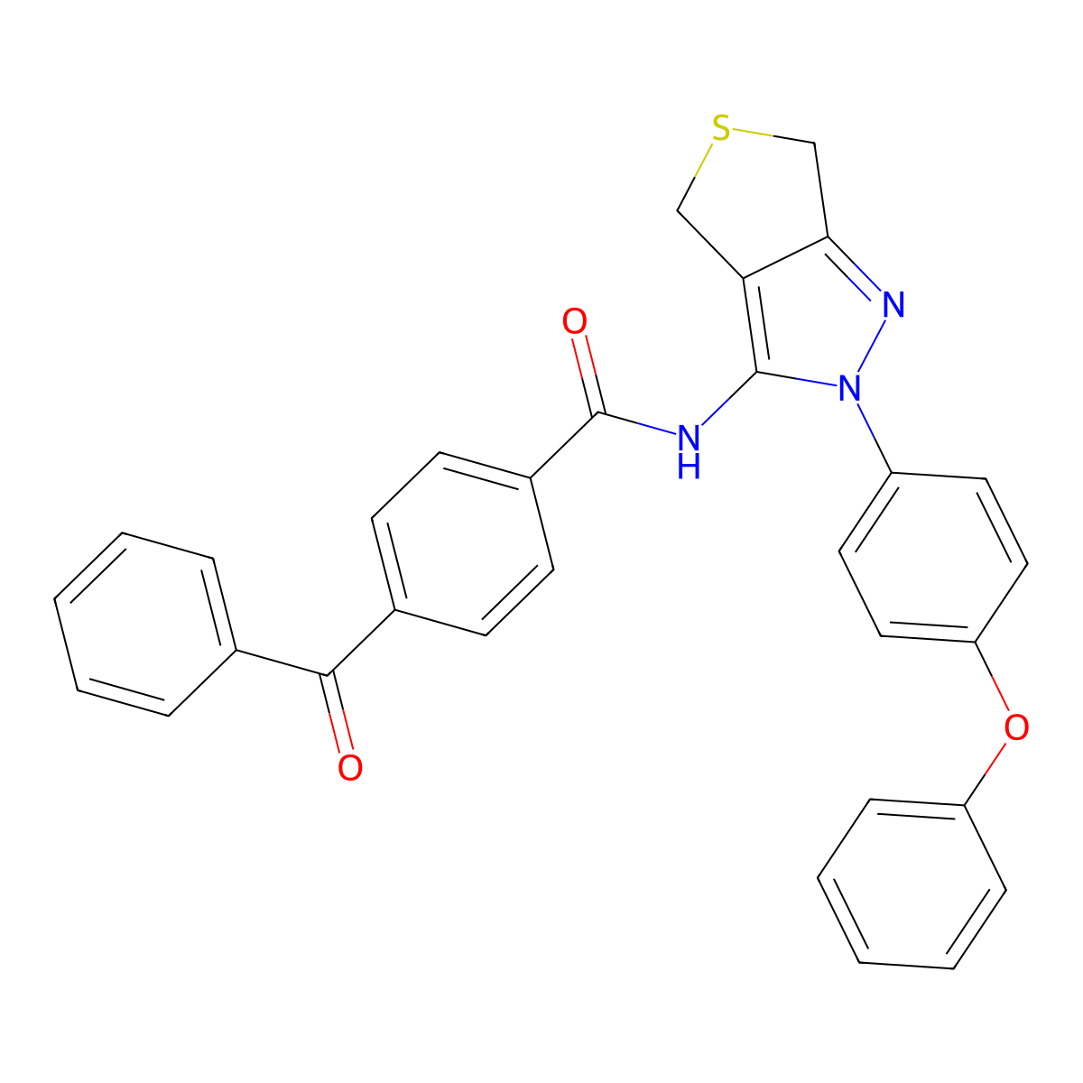 4-benzoyl-N-(2-(4-phenoxyphenyl)-4,6-dihydro-2H-thieno[3,4-c]pyrazol-3-yl)benzamide molecular structure, CAS 396722-68-2