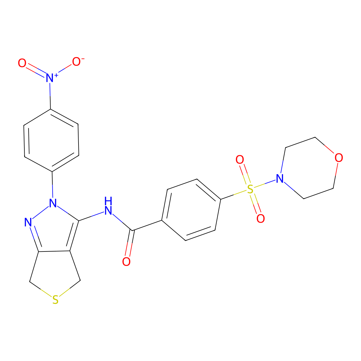 4-morpholin-4-ylsulfonyl-N-[2-(4-nitrophenyl)-4,6-dihydrothieno[3,4-c]pyrazol-3-yl]benzamide molecular structure, CAS 396722-91-1
