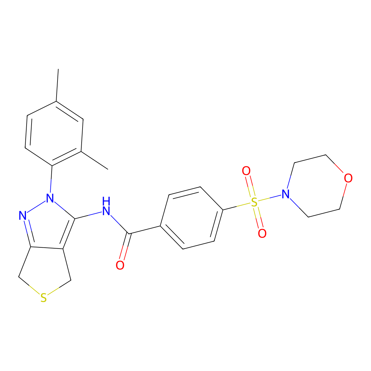 N-[2-(2,4-dimethylphenyl)-4,6-dihydrothieno[3,4-c]pyrazol-3-yl]-4-morpholin-4-ylsulfonylbenzamide molecular structure, CAS 396722-93-3